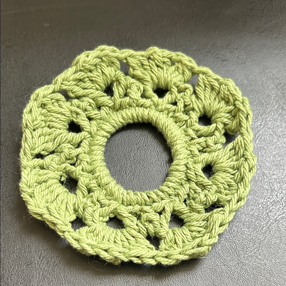 Handcrafted Green Crochet Hair Scrunchie